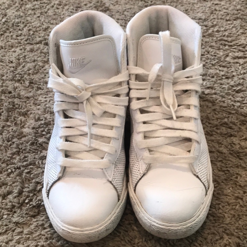 White Nike Blazers